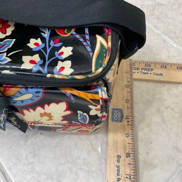 Vera Bradley Mini Cooler Floral Black Insulated Coated Lunch Bag Sack Zipper - Picture 12 of 15